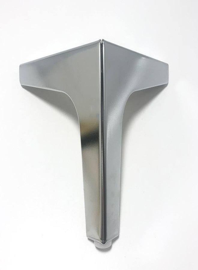 Fascination Sofa Legs 4 Inches Shiny Finish T Shape Weight Capacity 300kg Set of 4 Silver (Silver, 4 inches)